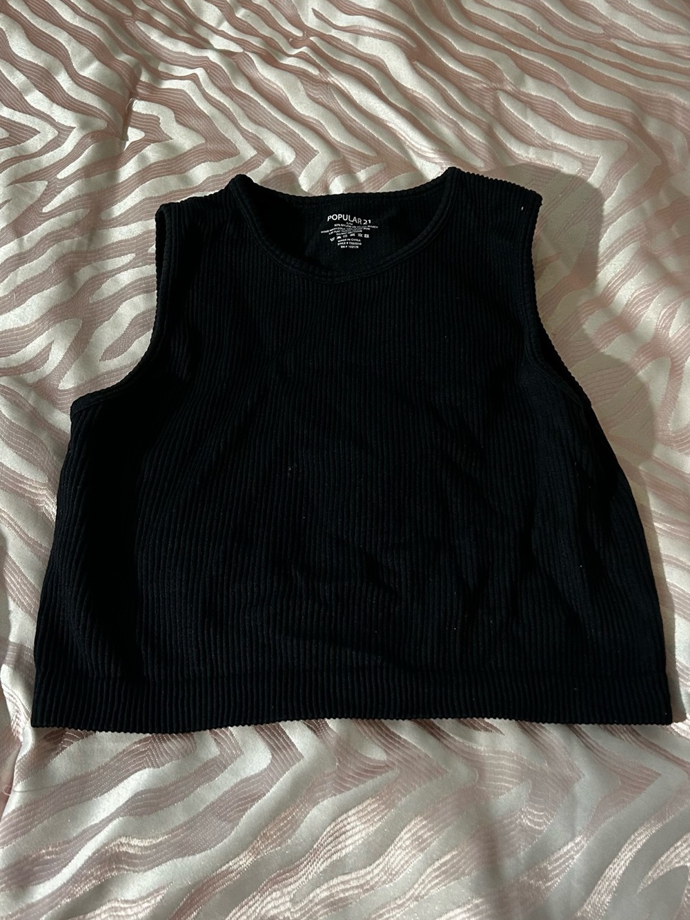 Popular 21 Black Ribbed Crop Tank